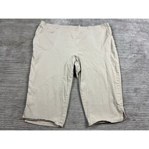White Stag Capri Pants Womens 26/28 Beige Pull On Elastic Waist Cotton Blend